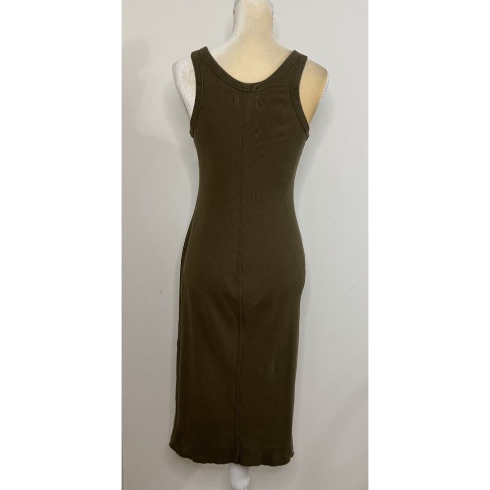 Everlane The Ribbed Tank Midi Dress Size XS Olive Green Organic Cotton Knit - Picture 8 of 13
